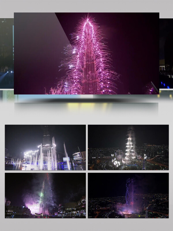 迪拜新年烟花表演音乐会城市景观人文