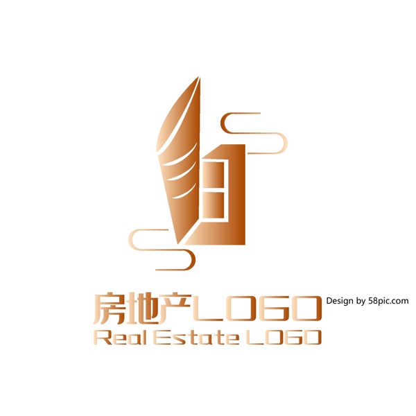 原创创意简约扁平几何房子房地产LOGO