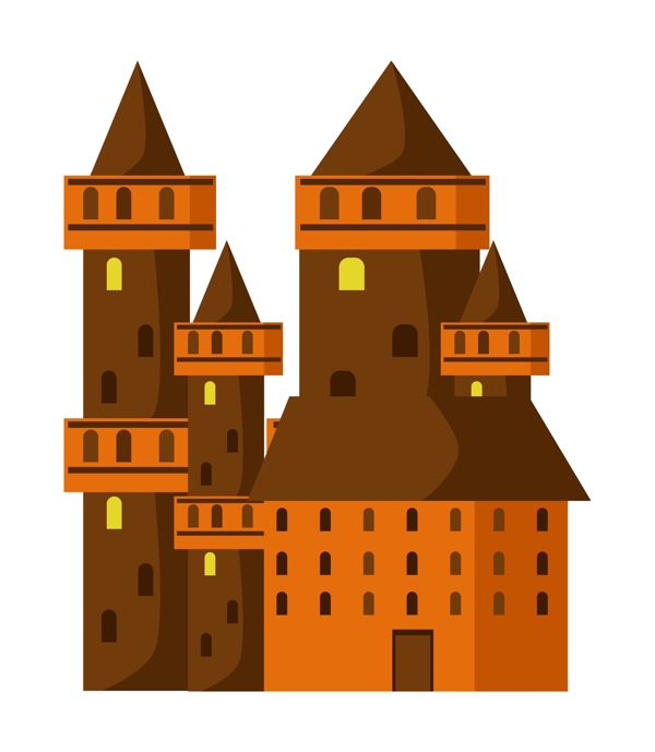 创意棕色城堡插画