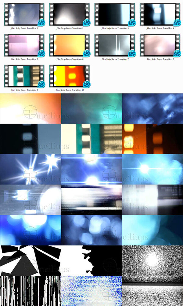 10款电影胶片样式的转场特效含音频