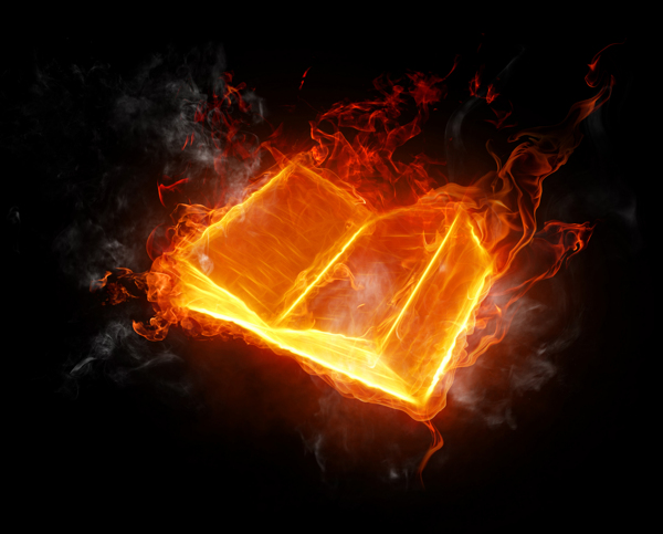 燃烧的书本图片