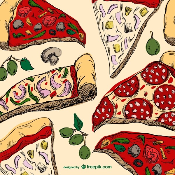 彩绘美味披萨背景