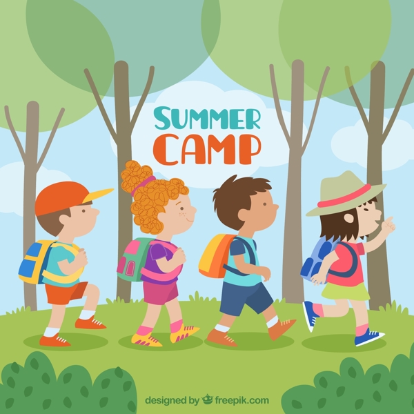 创意夏季野营的儿童