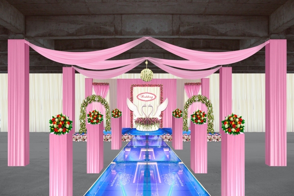 粉色婚礼现场效果图图片