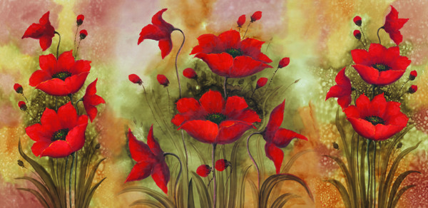 红色花朵装饰画