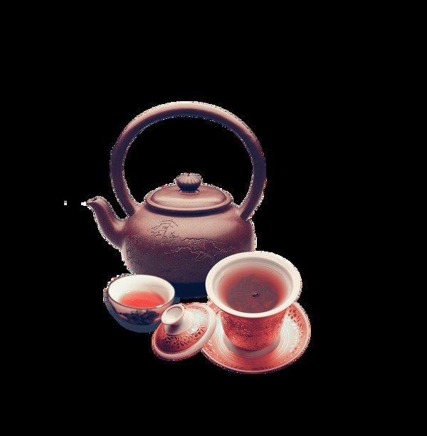 清新红褐色茶具产品实物