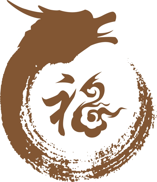 龙形logo福字图片
