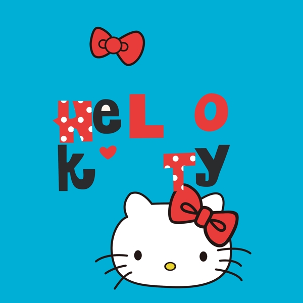 印花矢量图可爱卡通卡通动物KT猫Hello免费素材