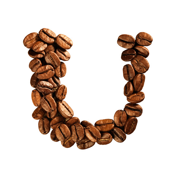 咖啡豆组成的字母U图片