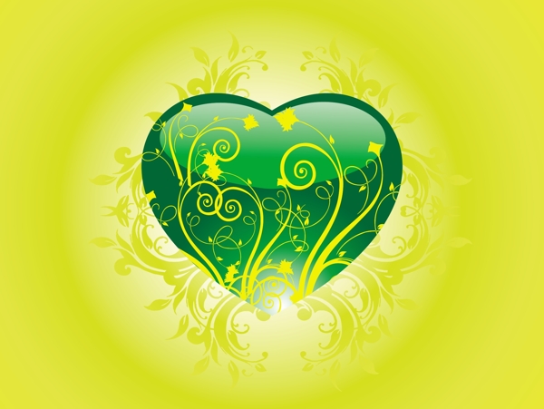 有光泽的绿色心脏的花