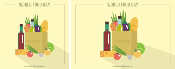 世界粮食日与购物袋的背景
