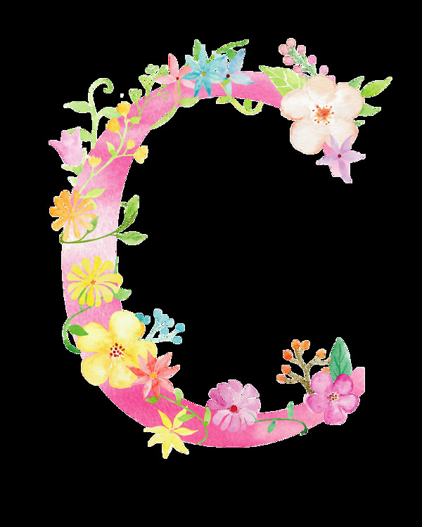 花卉字母透明装饰素材