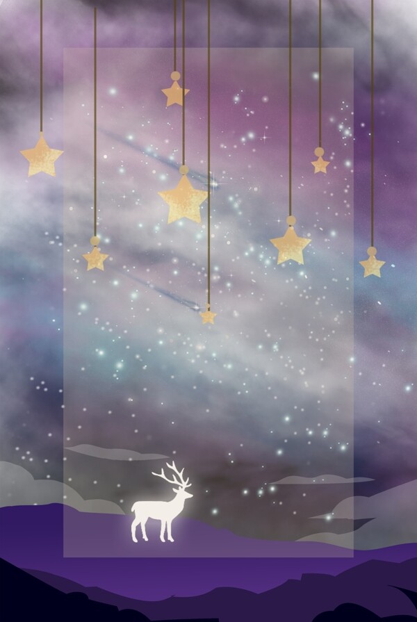 梦幻的紫色星空麋鹿