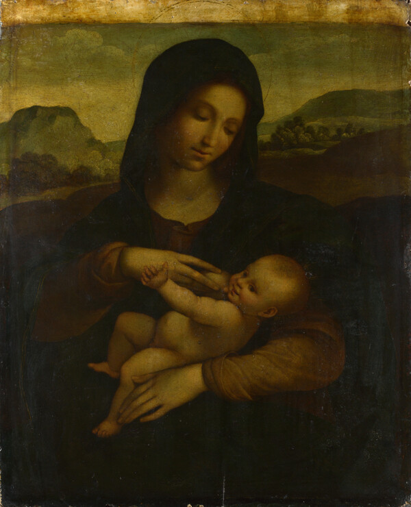 圣母玛丽亚与耶稣油画图片