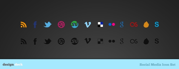 12色干净的社交媒体图标集PSD