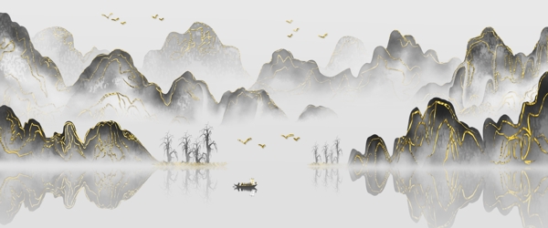新中式大气水墨风格中国风国潮风山水装饰画