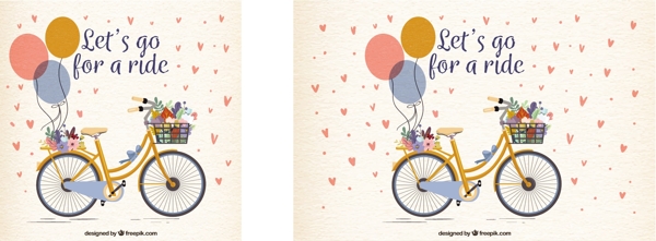 可爱的气球和鲜花自行车