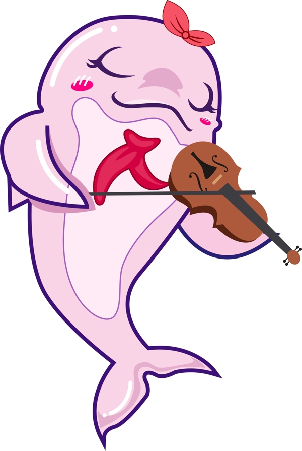 音乐卡通海豚拉小提琴