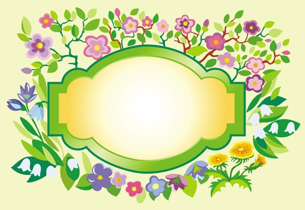 绿色时尚花纹花朵花边边框图片