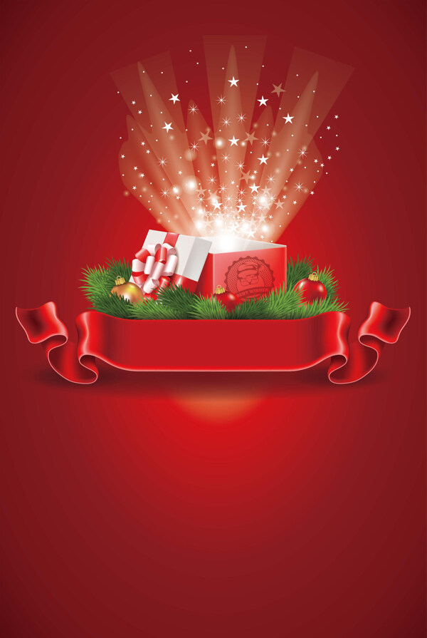 红色喜庆圣诞礼物背景