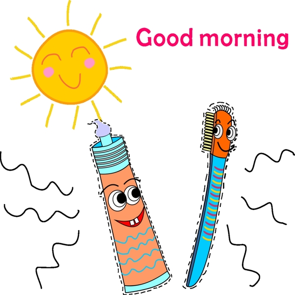 美轮美奂动画片可爱的手绘早牙牙膏牙刷