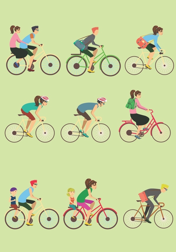 骑自行车扁平素材