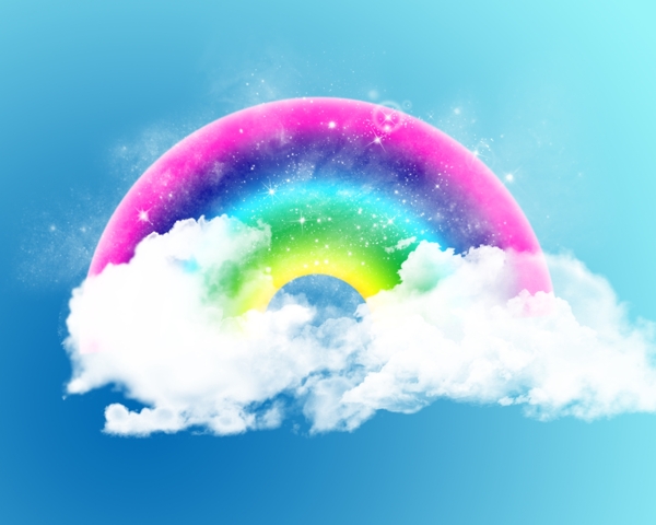 可爱彩虹云朵壁纸PSD分层素材