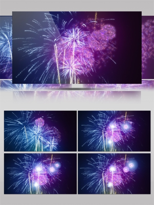 紫色光束烟花动态视频素材