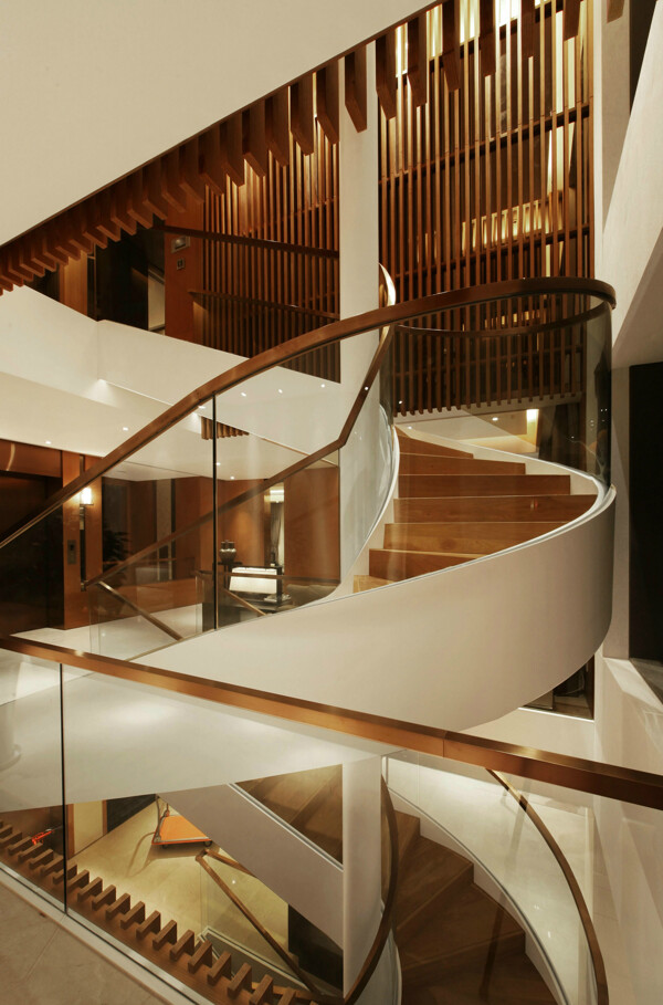 现代别墅旋转楼梯效果图