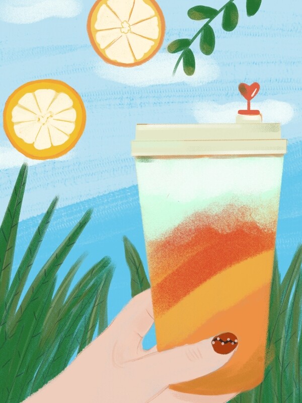 奶茶饮品插画图片