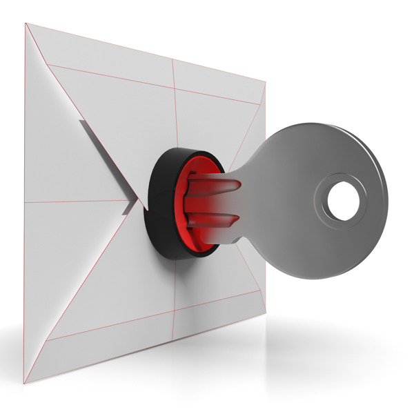 信封和键显示安全电子邮件