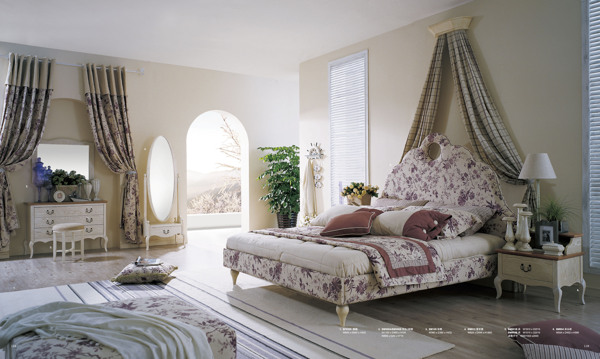 地中海时尚卧室床铺装修实景图