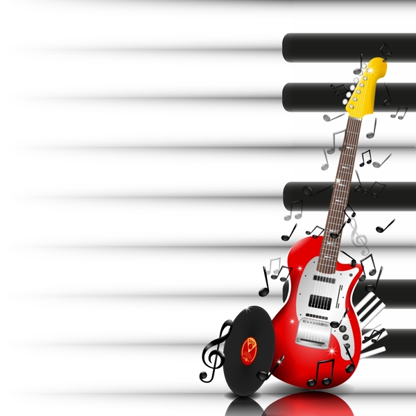 音乐海报设计矢量素材电吉他萨克斯