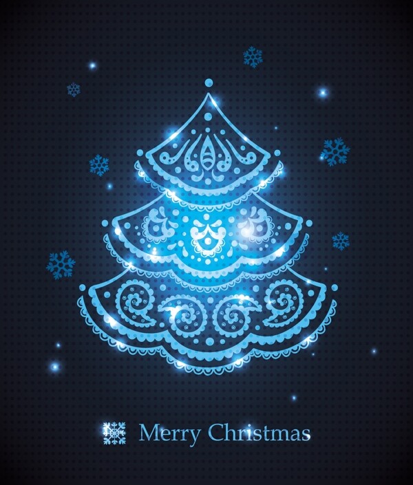 矢量蓝色圣诞树图片设计