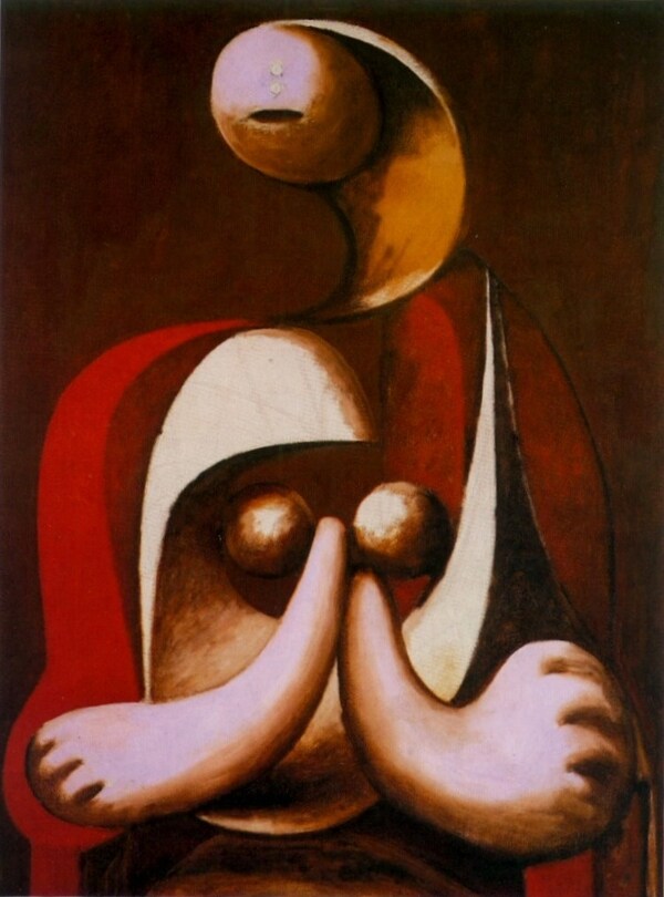 1932Femmeassisedansunfauteuilrouge西班牙画家巴勃罗毕加索抽象油画人物人体油画装饰画