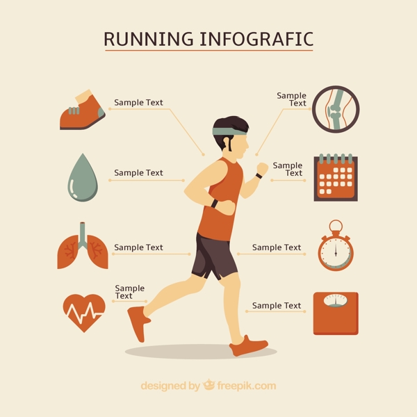 关于跑步的图形图标元素矢量设计素材