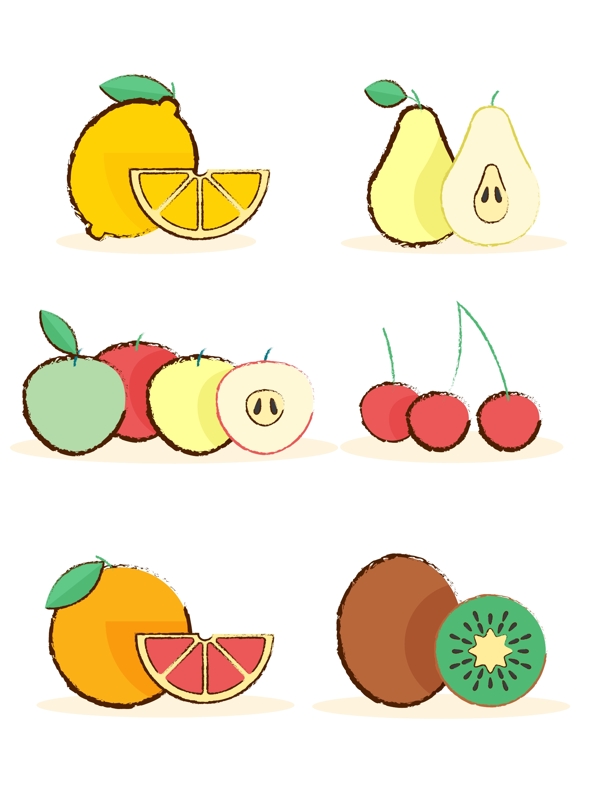 原创卡通手绘扁平化水果