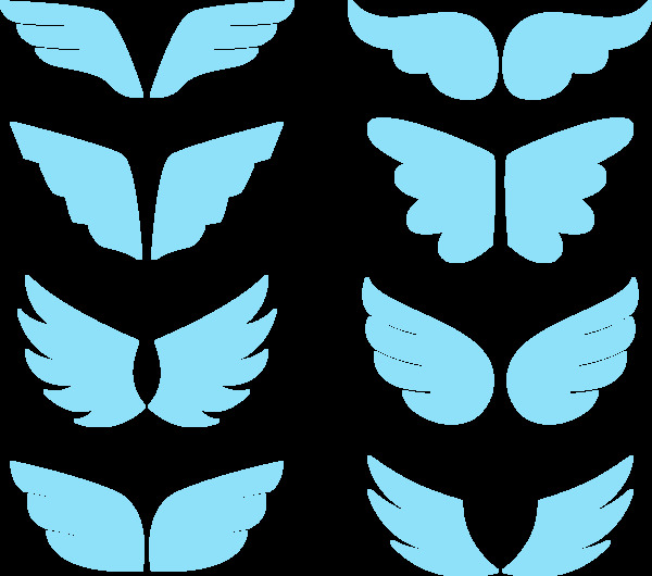蓝色扁平风格翅膀免抠png透明图层素材