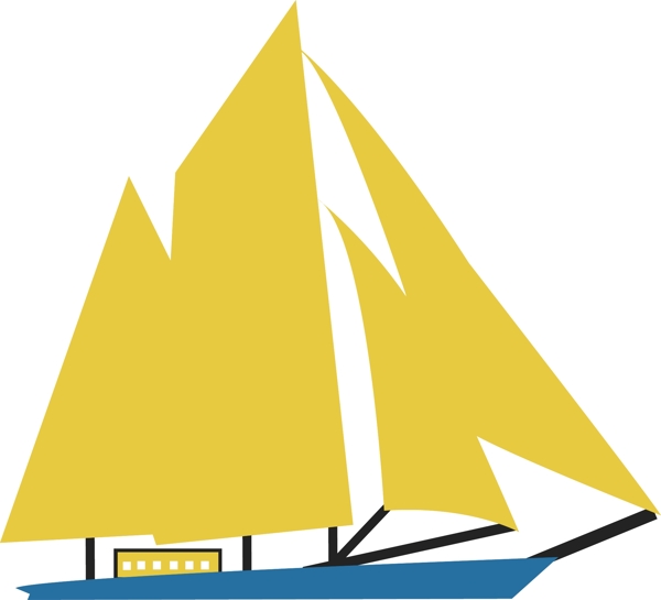烫金色卡通帆船图标