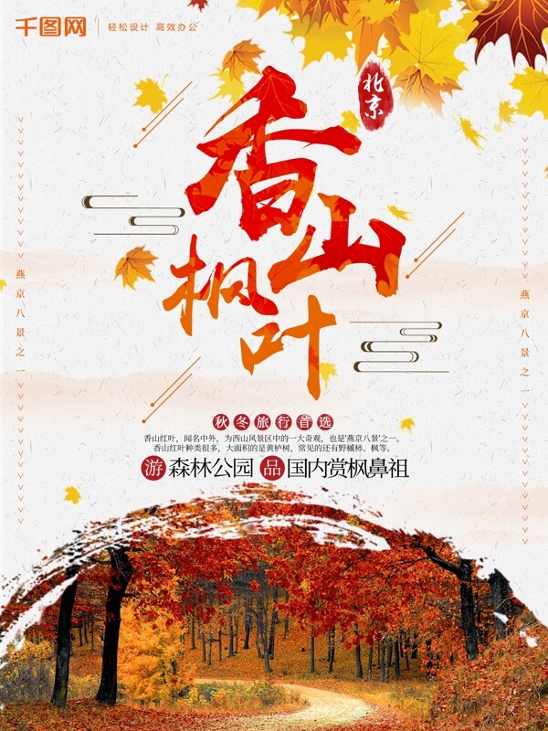 秋冬旅游香山枫叶宣传海报