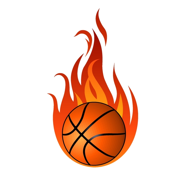 燃烧的篮球带火的篮球夸张效果素材