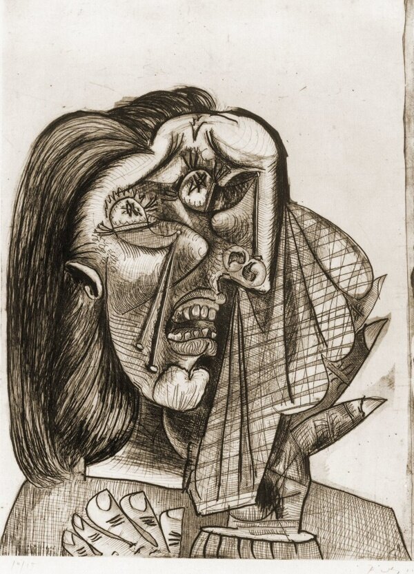 1937LafemmequipleureIVI西班牙画家巴勃罗毕加索抽象油画人物人体油画装饰画