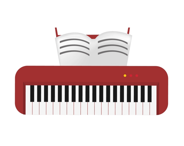 红色的电子钢琴插画