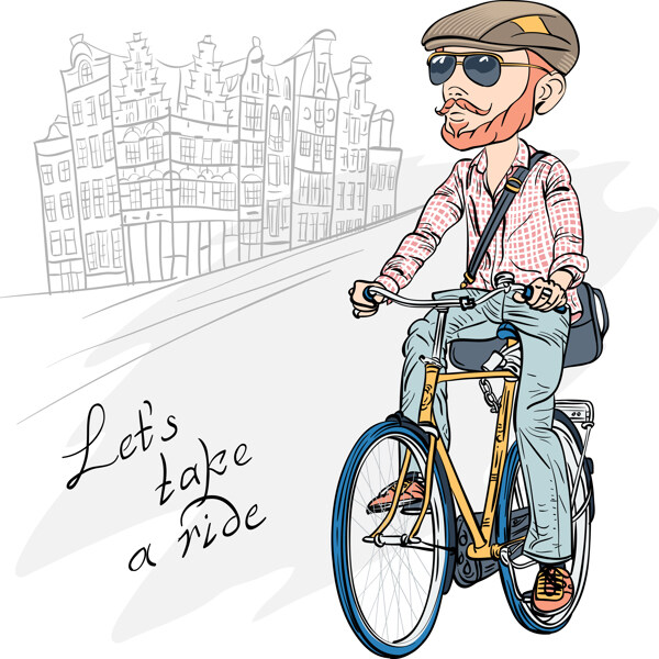 骑自行车的卡通人物图片