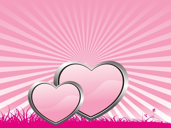 美丽的粉红色背景有两个心脏