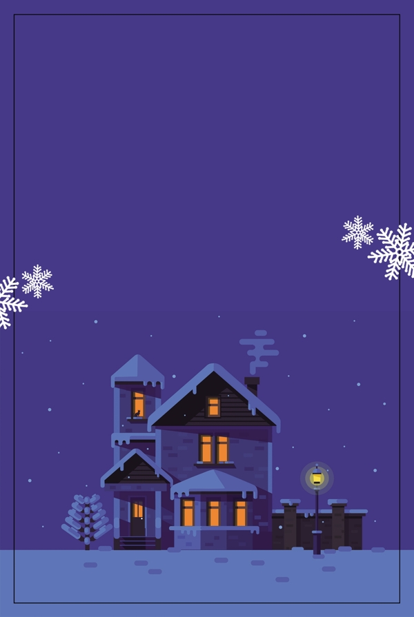 圣诞冬天卡通城堡展板背景