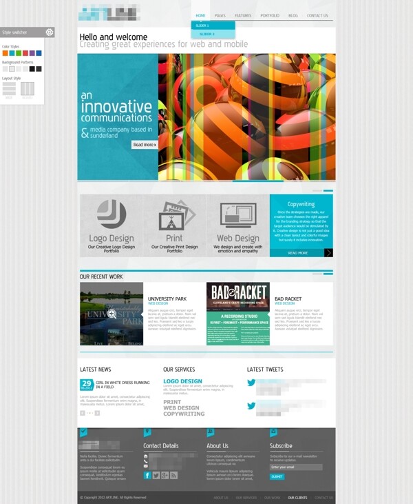 蓝色的抽象创意科技商务网站侧边栏