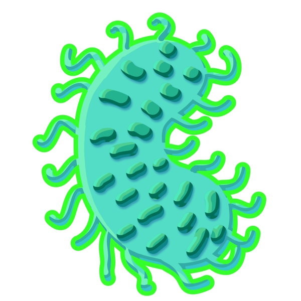 绿色毛虫细菌插画