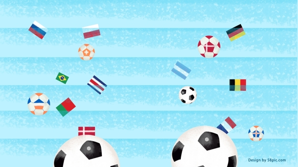 蓝色手绘世界杯背景简约设计