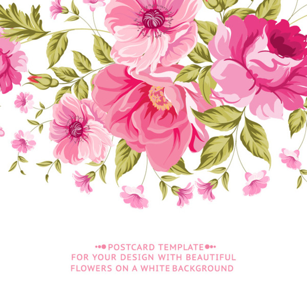 粉色花卉卡片矢量素材